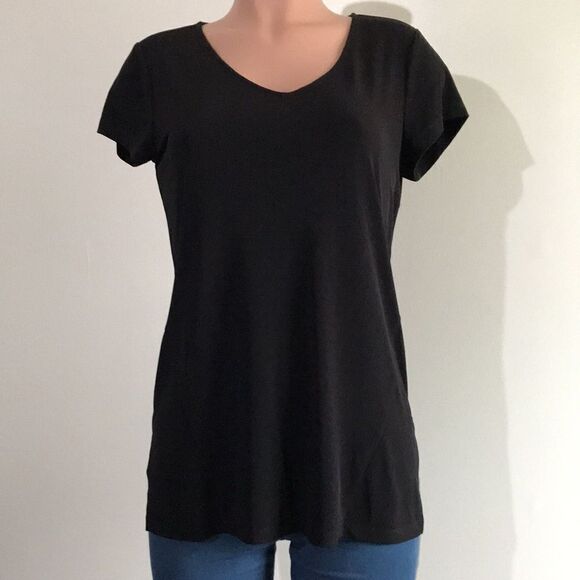 Susan Graver Modern Essentials Liquid Knit Cap Sleeve Top - Picture 3 of 5